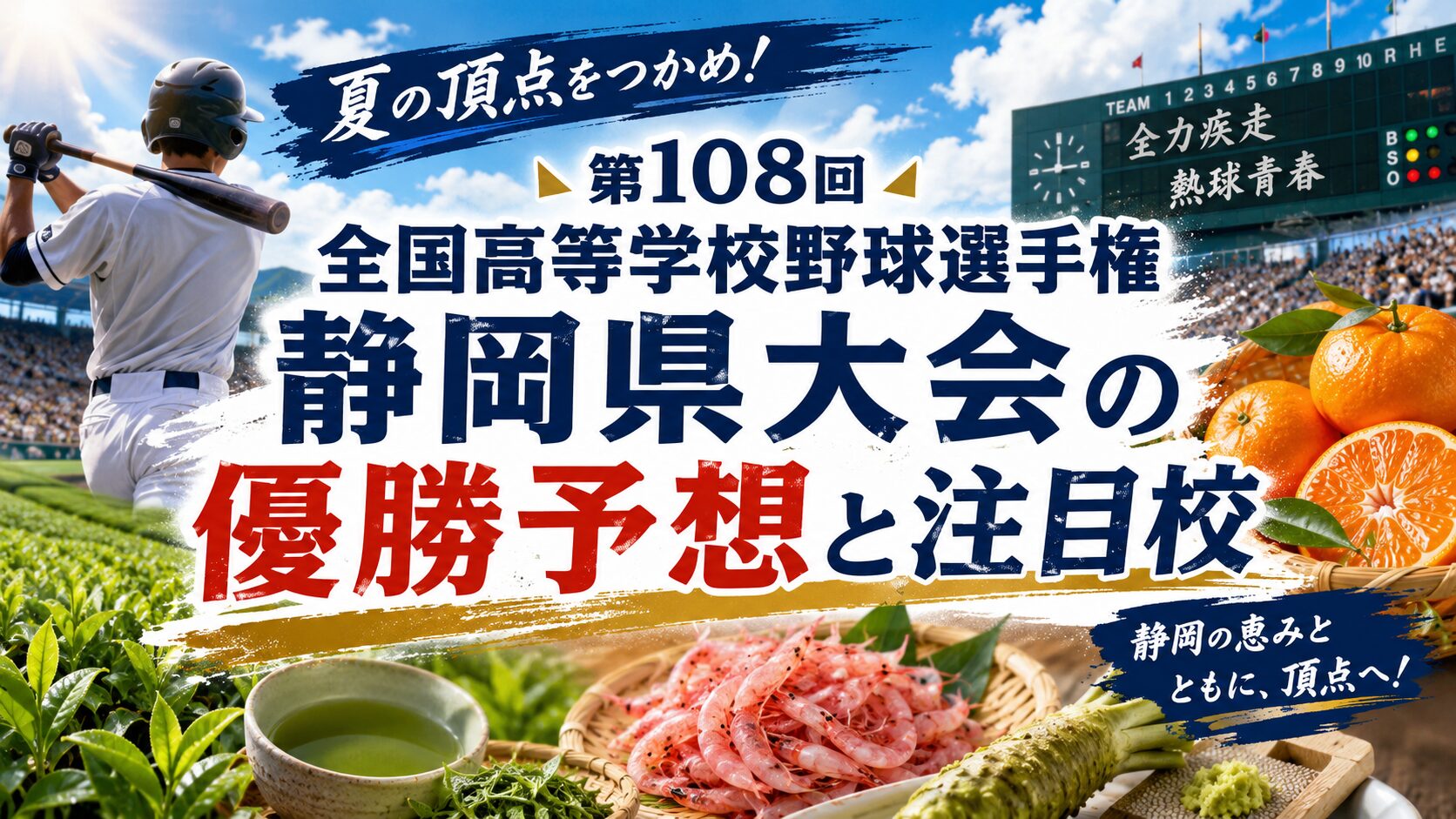 第108回全国高等学校野球選手権静岡県大会の優勝予想と注目校